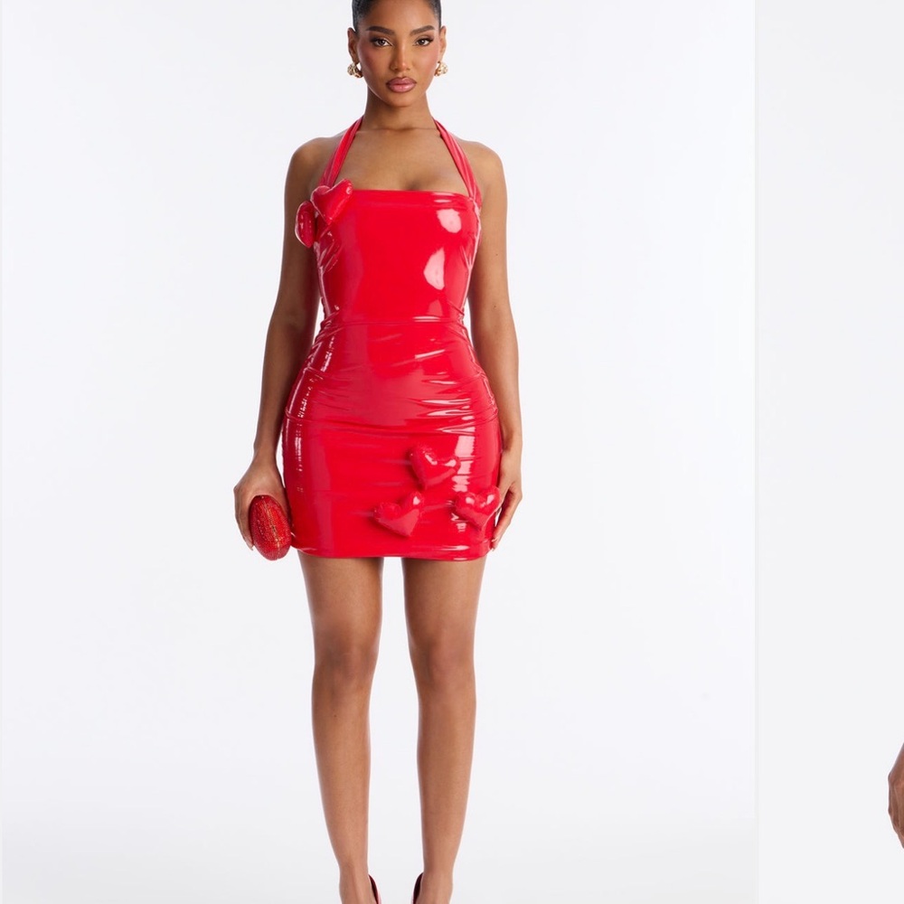 Fashion Nova Glossy Red Mini Dress